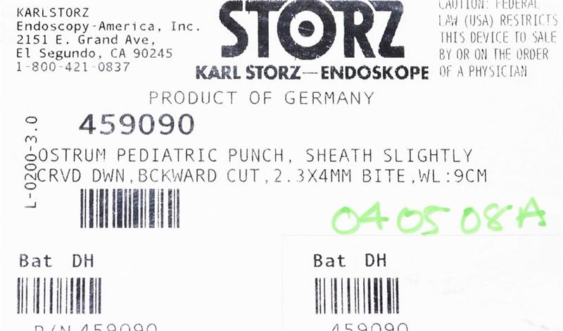 Storz Ostrum Pediatric Punch, Backward Cut, Slightly Curved Down | 459090 - Sinus Forceps | CincyMed