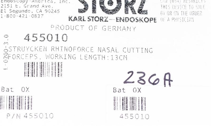 Storz Struycken Rhinoforce Nasal Cutting Forceps, w/ Cleaning Connector | 455010 - Sinus Forceps | CincyMed