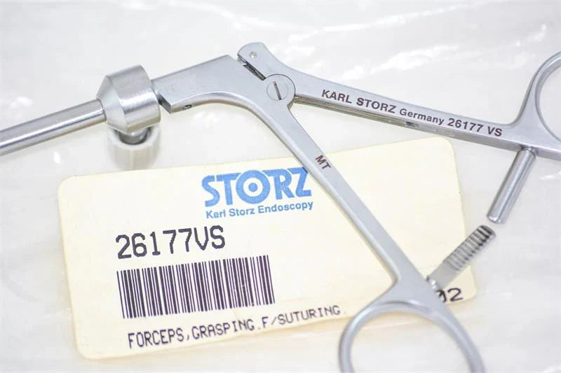 Storz Straight Suture/Grasping Forceps w/ Ratchet Handle | 26177VS - Laparoscopic Forceps | CincyMed