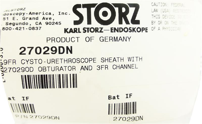 Storz 27029DN Cysto-Urethroscope Sheath - Cystoscope | CincyMed