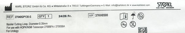 Storz 27040GP130-S Bipolar Cutting Loop Dia - 0.30mm - Resectoscope | CincyMed