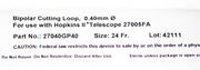 Storz 27040GP40 Bipolar Cutting Loop, 0.40mm, 24Fr - Resectoscope | CincyMed