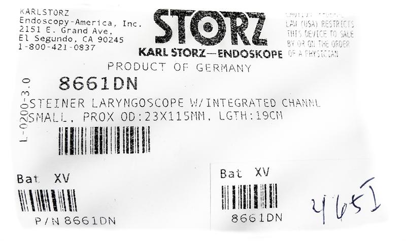 Storz Steiner Laryngoscope w/ Integrated Channel | 8661DN - Laryngoscope | CincyMed