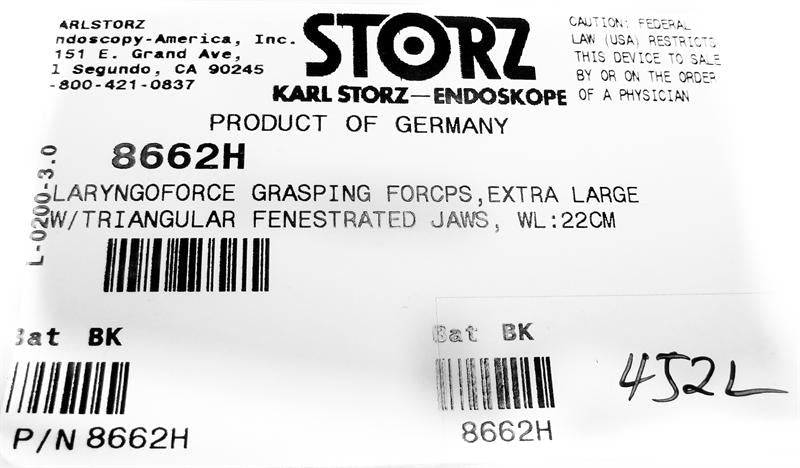 Storz Laryngoforce Grasping Forceps | 8662H | CincyMed