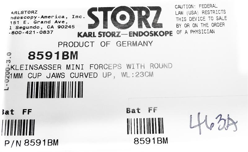 Storz Kleinsasser Mini Forceps with 1mm Cup Jaws Curved Up | 8591BM | CincyMed