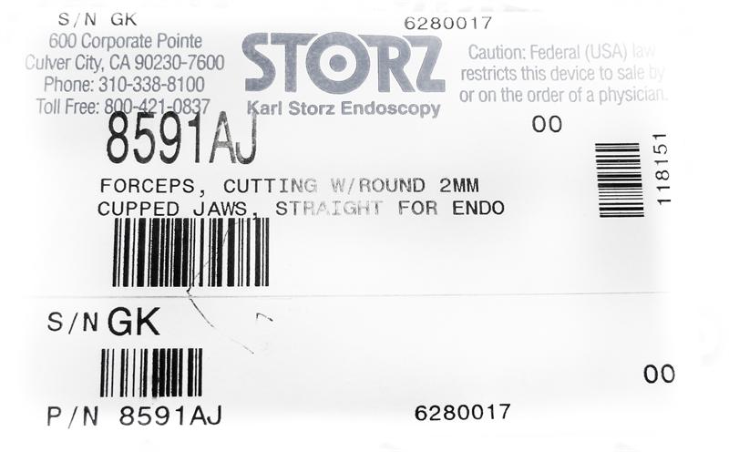 Storz Cutting Forceps with Round 2mm Cupped Jaws, Straight | 8591AJ - Laryngeal Graspers/Forceps | CincyMed