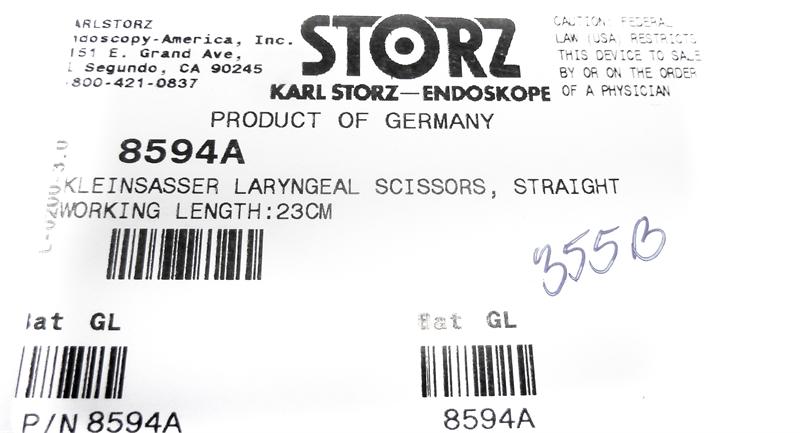 Storz Kleinsasser Laryngeal Scissors, Straight | 8594A | CincyMed